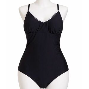 Cupshe Black One Piece Swimsuit with White Trim